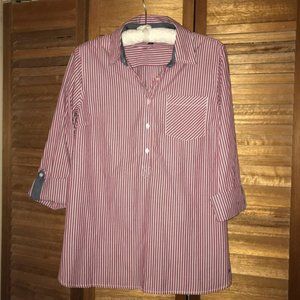 Tommy Hilfiger Button Down Flare Striped Top Blouse Sz. L